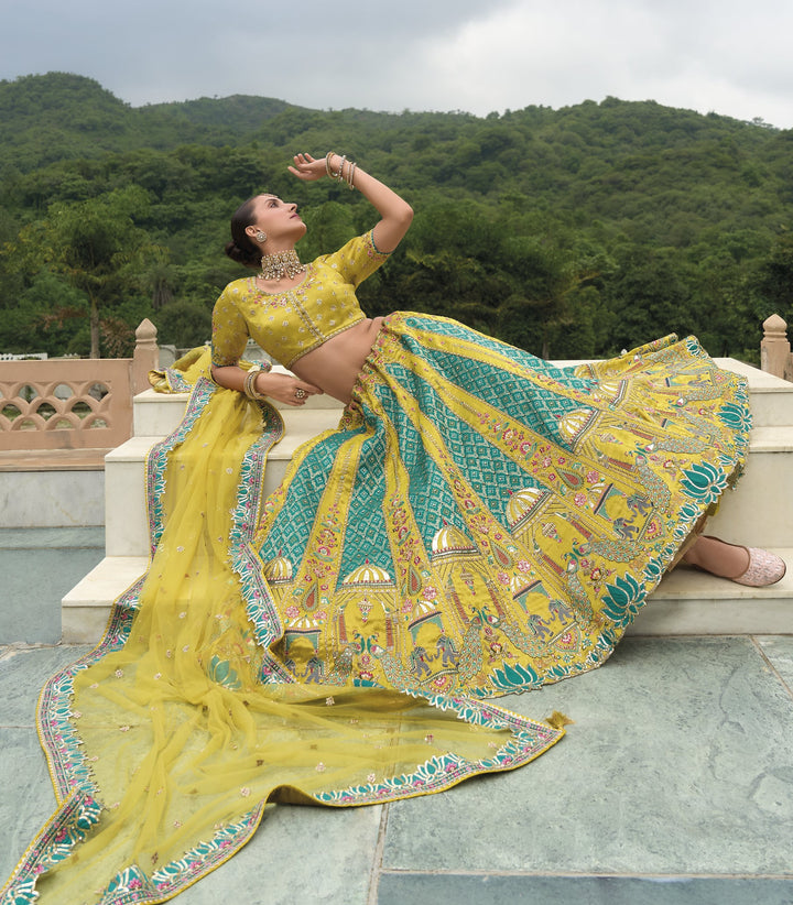 traditional indian shaadi wear lotus cutwork ghagra set