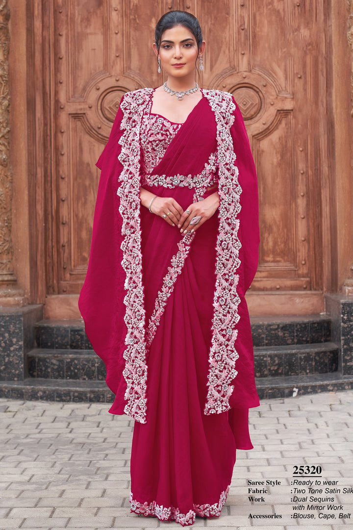 all occasions wear party sari with cape