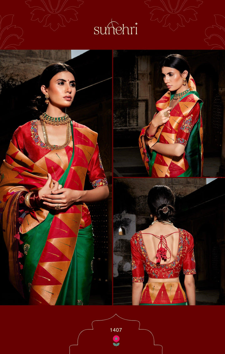 Mehndi Function Special Paithani Silk Saree - Fashion Nation