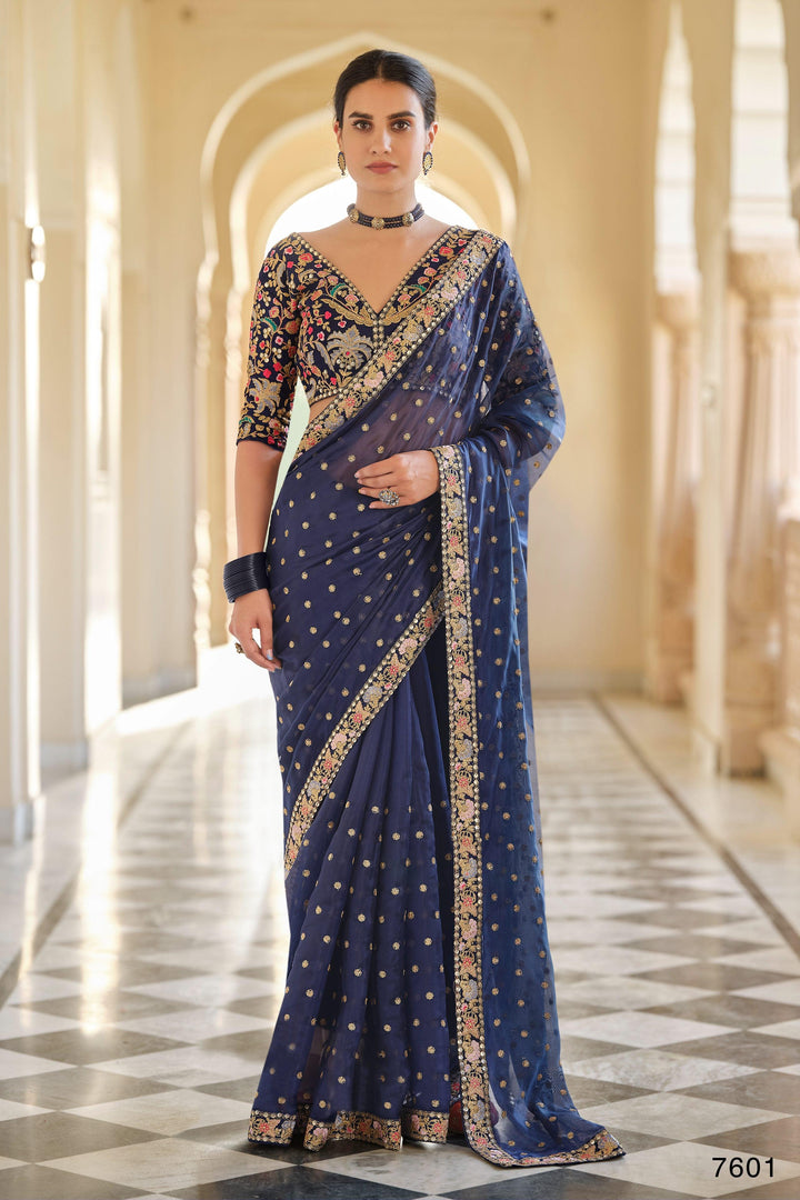 Evening Party Wear Organza Designer Saree - Fashion Nation