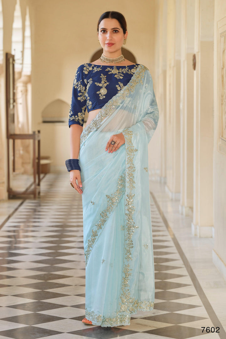 Roka Shaadi Party Organza Designer Saree - Fashion Nation