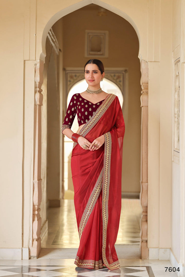 Party Wear Organza Designer Saree - Fashion Nation
